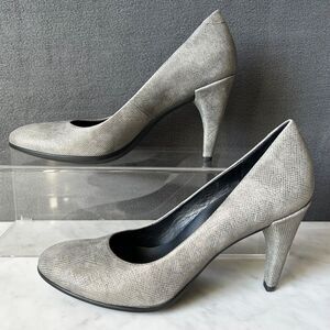 Ecco Danish Design Pumps Womens 8.5/39 Metallic Grey Crosshatch Leather Shape 75